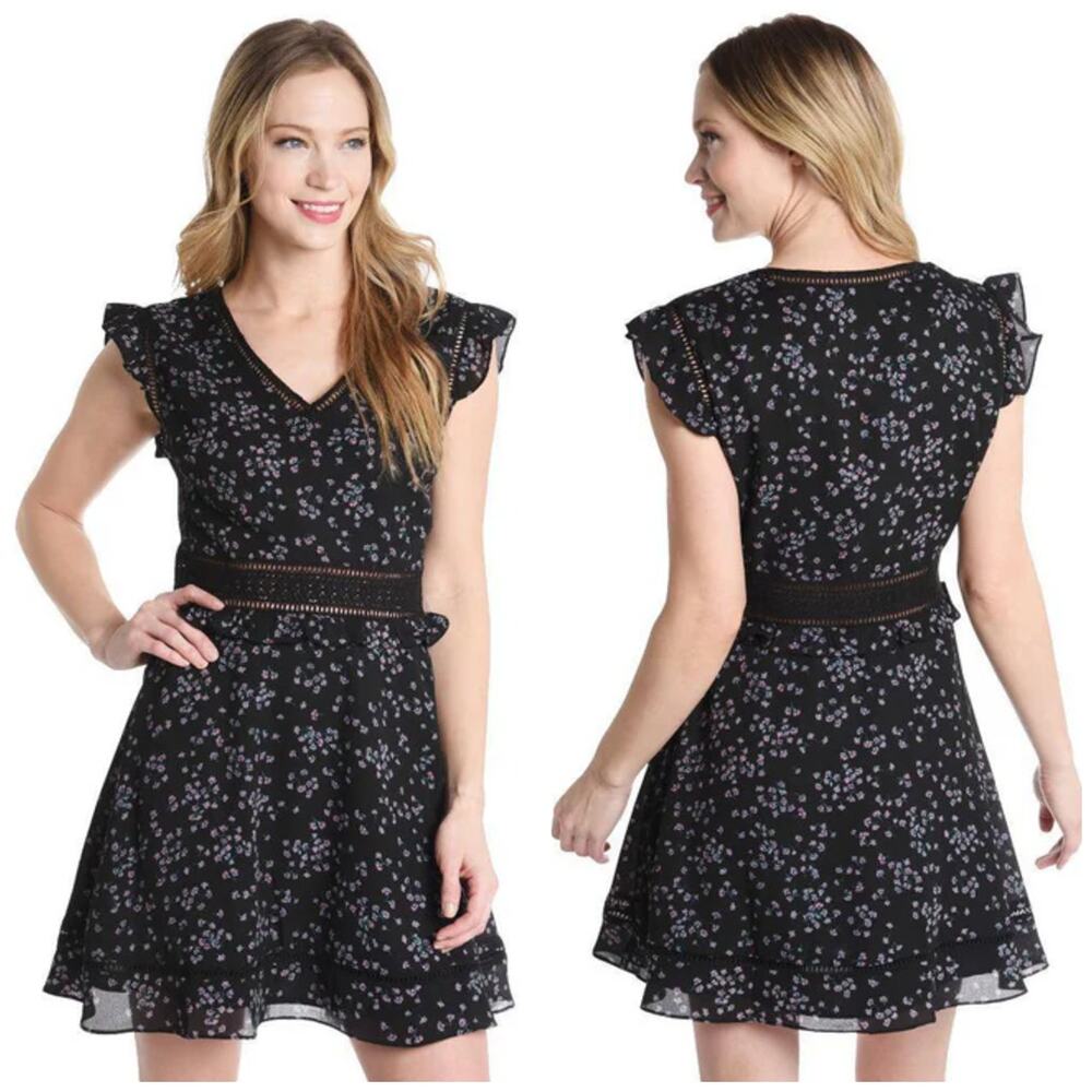Cupcakes & Cashmere Elm Floral Print V-Neck Ruffle Dress Size 8